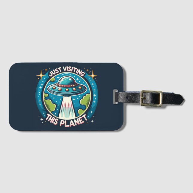Galactic Visitor - UFO Luggage Tag (Front Horizontal)