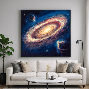 Galactic Vortex - Cosmic Illustration Art Style Poster
