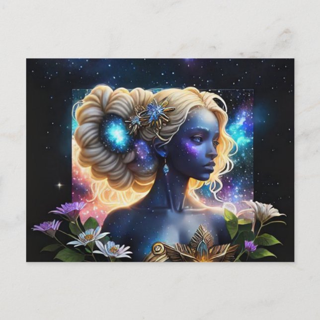*~* Galactic Women Fantasy Cosmic AP58 Galaxy Holiday Postcard (Front)