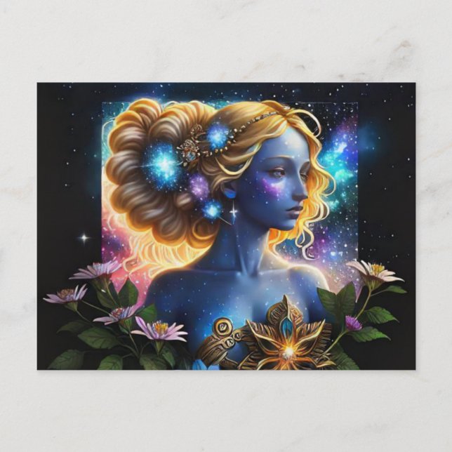 *~* Galactic Women Fantasy Cosmic AP58 Galaxy Holiday Postcard (Front)