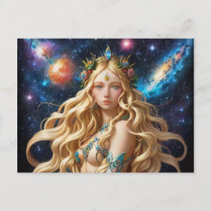 *~* Galactic Women Fantasy Cosmic Jewel AP58 Holiday Postcard