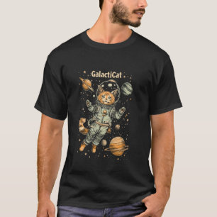 GalactiCat Graphic - Space Astronaut Cat in Galaxy T-Shirt