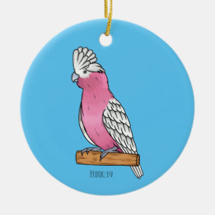 Galah bird cartoon illustration  ceramic tree decoration