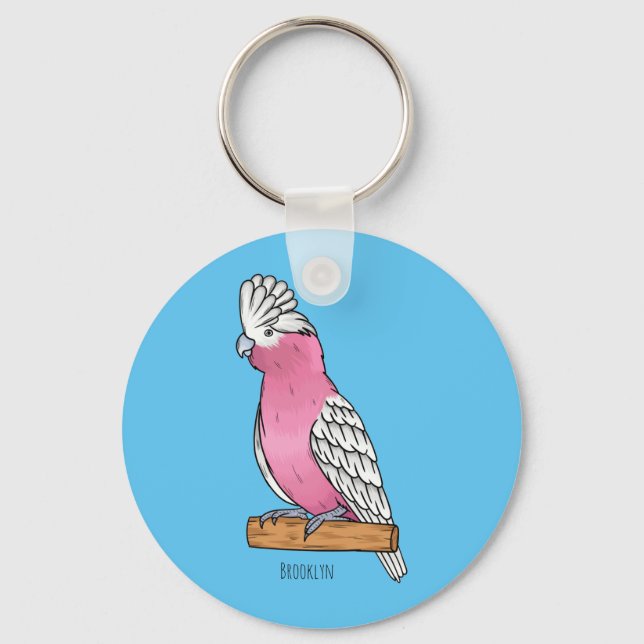 Galah bird cartoon illustration key ring (Front)