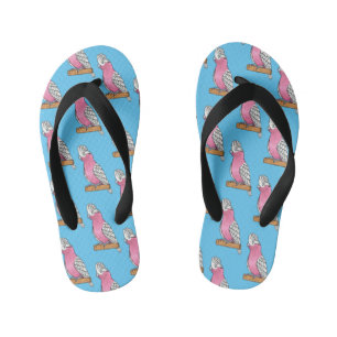 Galah bird cartoon illustration  kid's flip flops