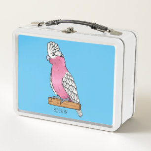 Galah bird cartoon illustration  metal lunch box