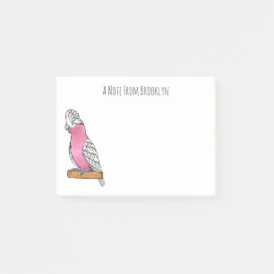 Galah bird cartoon illustration post-it notes