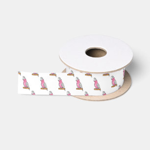 Galah bird cartoon illustration satin ribbon