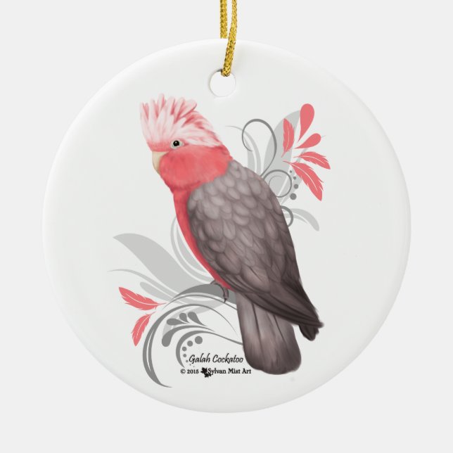 Galah Cockatoo Ceramic Tree Decoration (Front)
