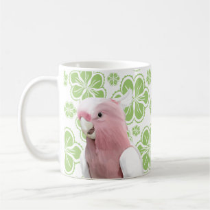 Galah Cockatoo Parrot Green Flowers Coffee Mug