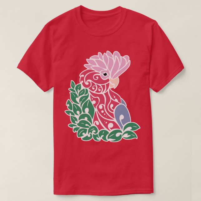 Galah cockatoo tribal tattoo rose-breasted parrot T-Shirt (Design Front)