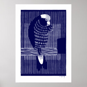 Galah Cockatoos (Rosékaketoe) Vintage Woodcut Poster