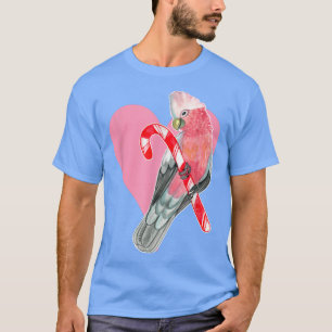 Galah Parrot on Candy Cane and Heart T-Shirt