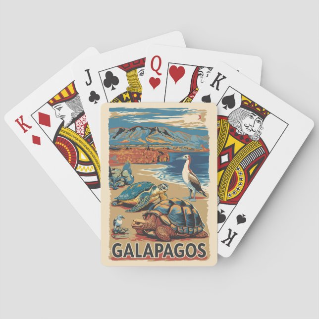 Galapagos Animals Travel Art Vintage Playing Cards (Back)