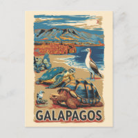 Galapagos Animals Travel Art Vintage