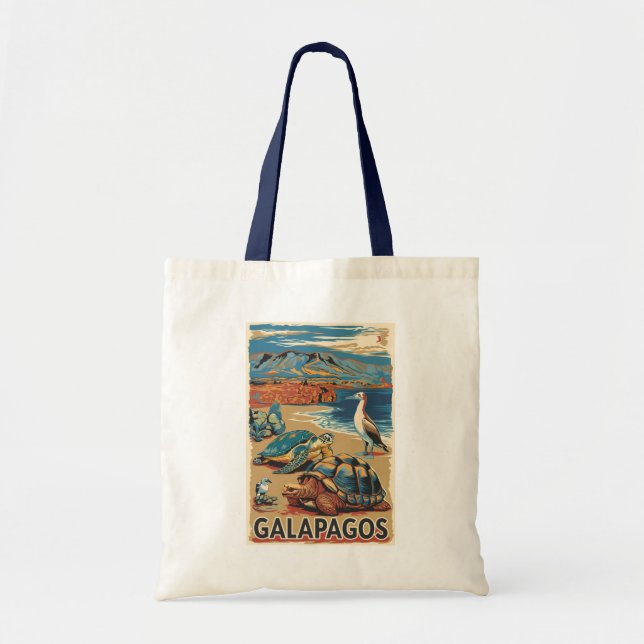 Galapagos Animals Travel Art Vintage Tote Bag (Front)