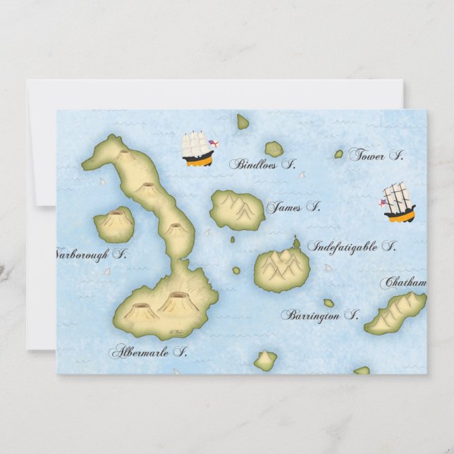 Galapagos Archipelago Map Tropical Islands (Front)