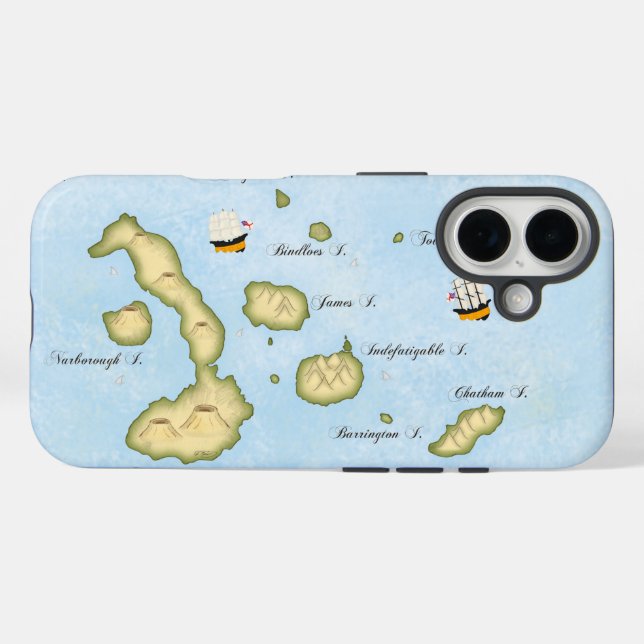 Galapagos Archipelago Map With British Ships Case-Mate iPhone Case (Back (Horizontal))