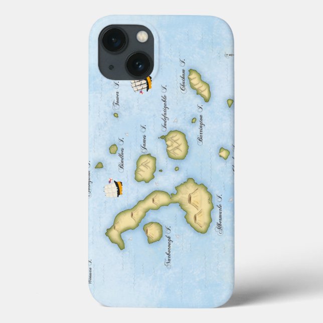 Galapagos Archipelago Nautical Map With Ships Case-Mate iPhone Case (Back)