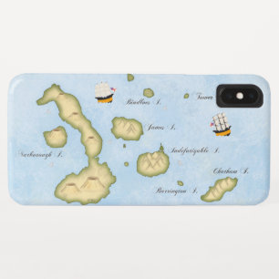 Galapagos Archipelago Nautical Map With Ships iPhone XS Max Case