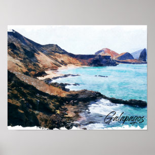 Galapagos Islands Ecuador Vintage Travel Poster