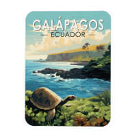 Galapagos Islands Giant Tortoise Travel Art Retro