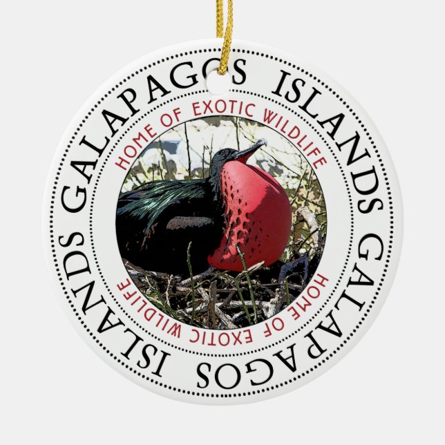 Galapagos Islands Great Frigate Bird Ceramic Tree Decoration (Front)