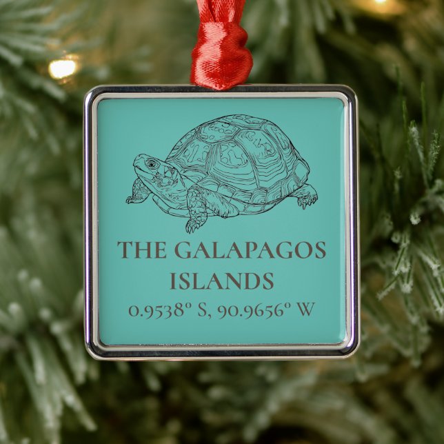 Galapagos Islands Latitude & Longitude  Metal Tree Decoration (Tree)