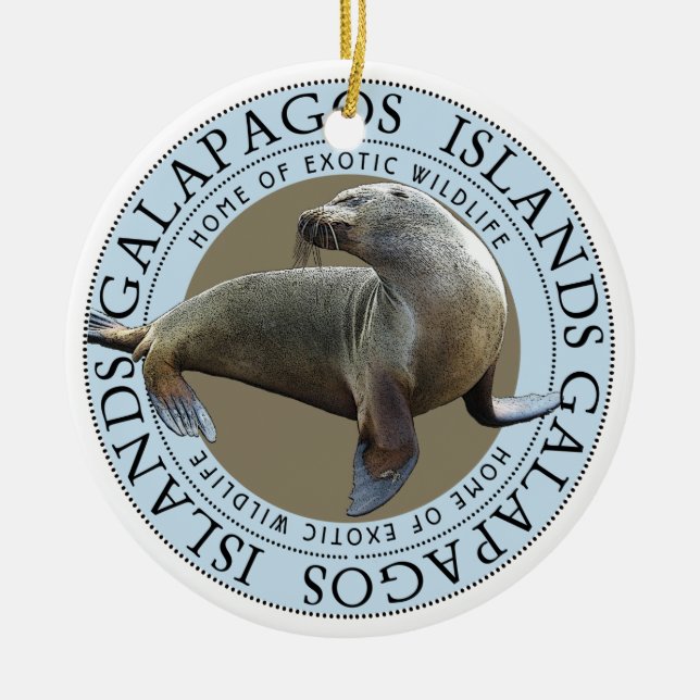 Galapagos Islands Sea Lion Christmas Ceramic Tree Decoration (Front)