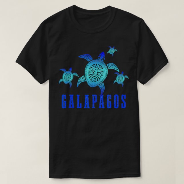 Galapagos Islands Sea Turtle Tribal Pattern Scuba  T-Shirt (Design Front)