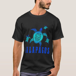 Galapagos Islands Sea Turtle Tribal Pattern Scuba  T-Shirt