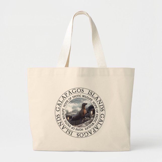 Galapagos Islands Seal Large Tote Bag (Front)