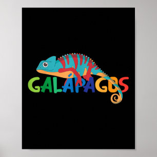 Galapagos Islands Summer Colourful Chameleon Exoti Poster