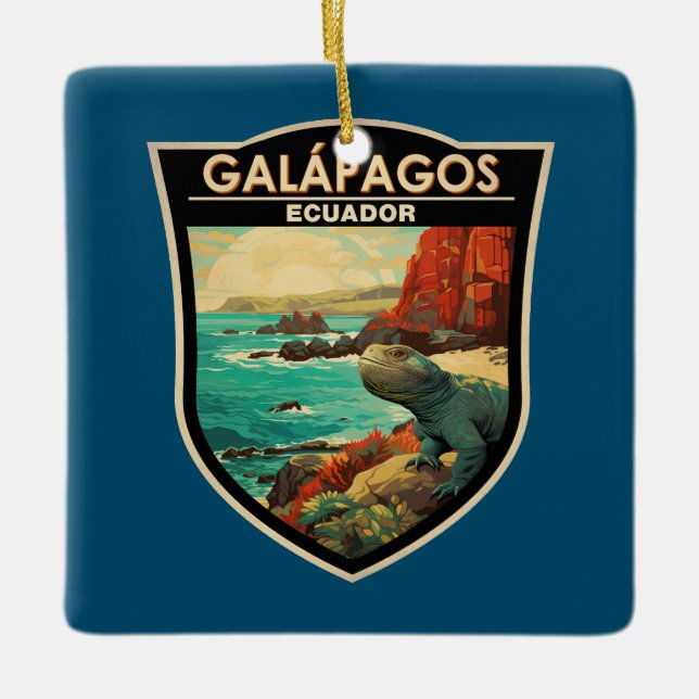 Galapagos Islands Travel Art Vintage Ceramic Ornament (Front)