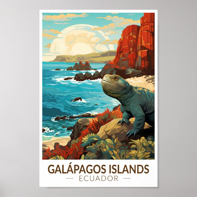 Galapagos Islands Travel Art Vintage Poster (Front)