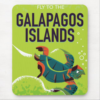 Galapagos Islands vintage travel poster art. Mouse Mat