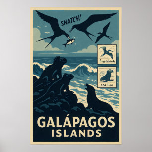Galápagos Islands Wildlife Poster