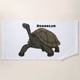 Galapagos land tortoise illustration beach towel