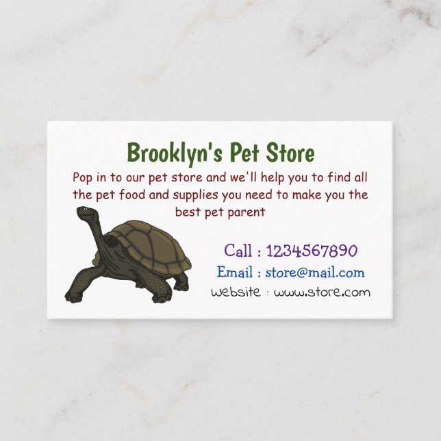 Galapagos land tortoise illustration  business card (Front)