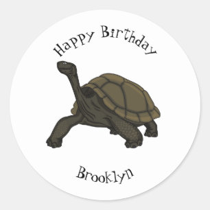 Galapagos land tortoise illustration  classic round sticker
