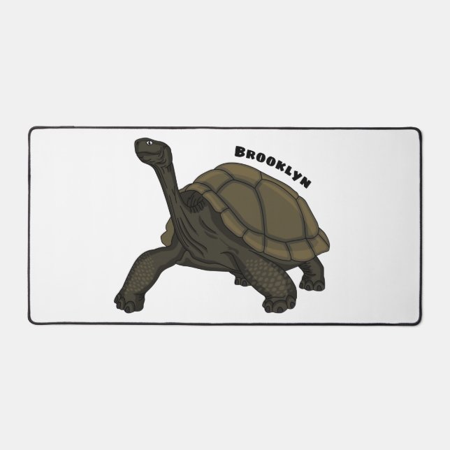 Galapagos land tortoise illustration desk mat (Front)