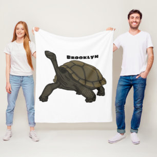Galapagos land tortoise illustration fleece blanket
