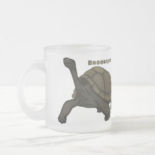 Galapagos land tortoise illustration frosted glass coffee mug