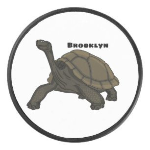 Galapagos land tortoise illustration hockey puck