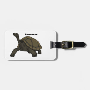 Galapagos land tortoise illustration  luggage tag