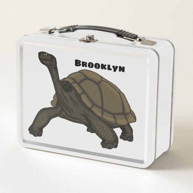 Galapagos land tortoise illustration metal lunch box (Front)