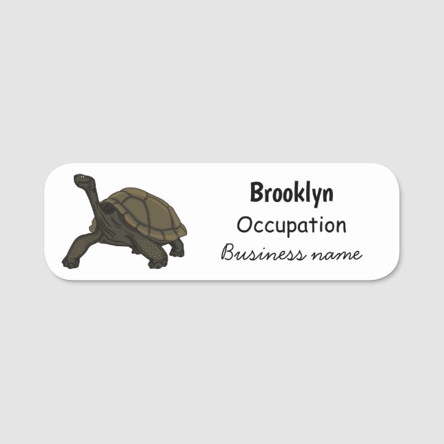 Galapagos land tortoise illustration  name tag (Front)