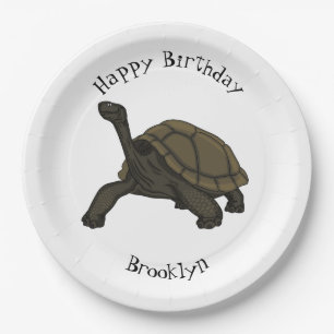 Galapagos land tortoise illustration  paper plate