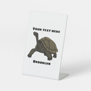 Galapagos land tortoise illustration pedestal sign