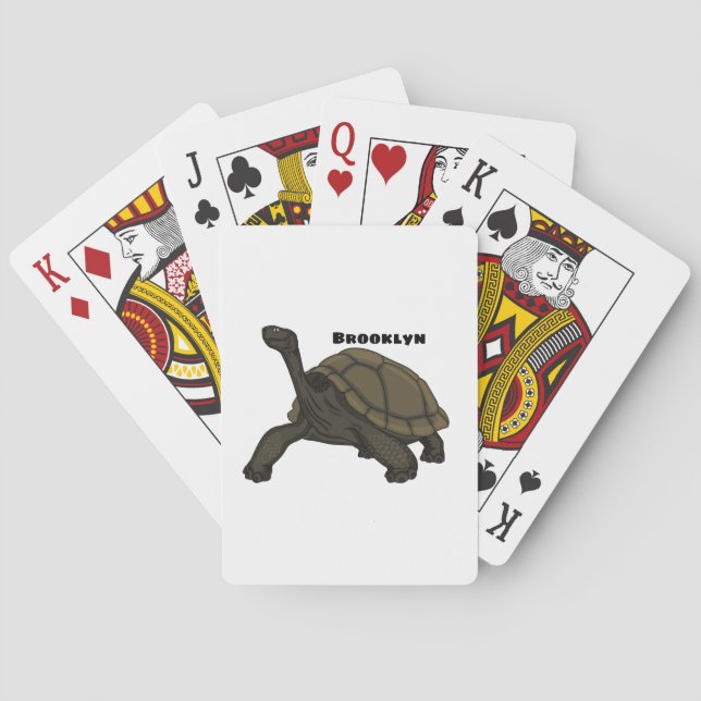 Galapagos land tortoise illustration playing cards (Back)